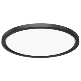 11 in. 13.7W (75W Replacement) Selectable White Round Black LED Flat Panel Ceiling Light (2-Pack)