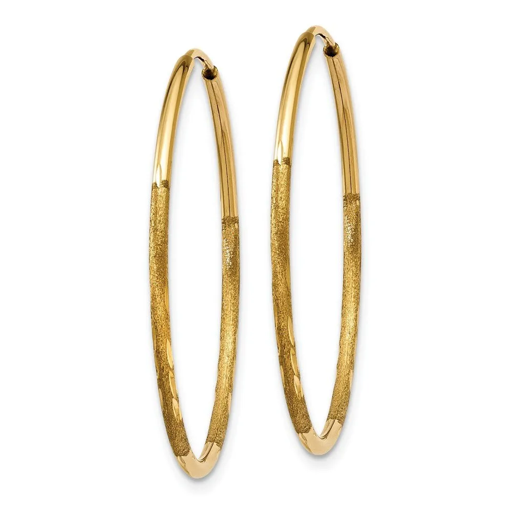 1.25mm, 14k Gold, Diamond-cut Endless Hoops, 28mm (1 1/10 Inch)