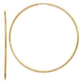 1.25mm, 14k Gold, Diamond-cut Endless Hoops, 60mm (2 3/8 Inch)