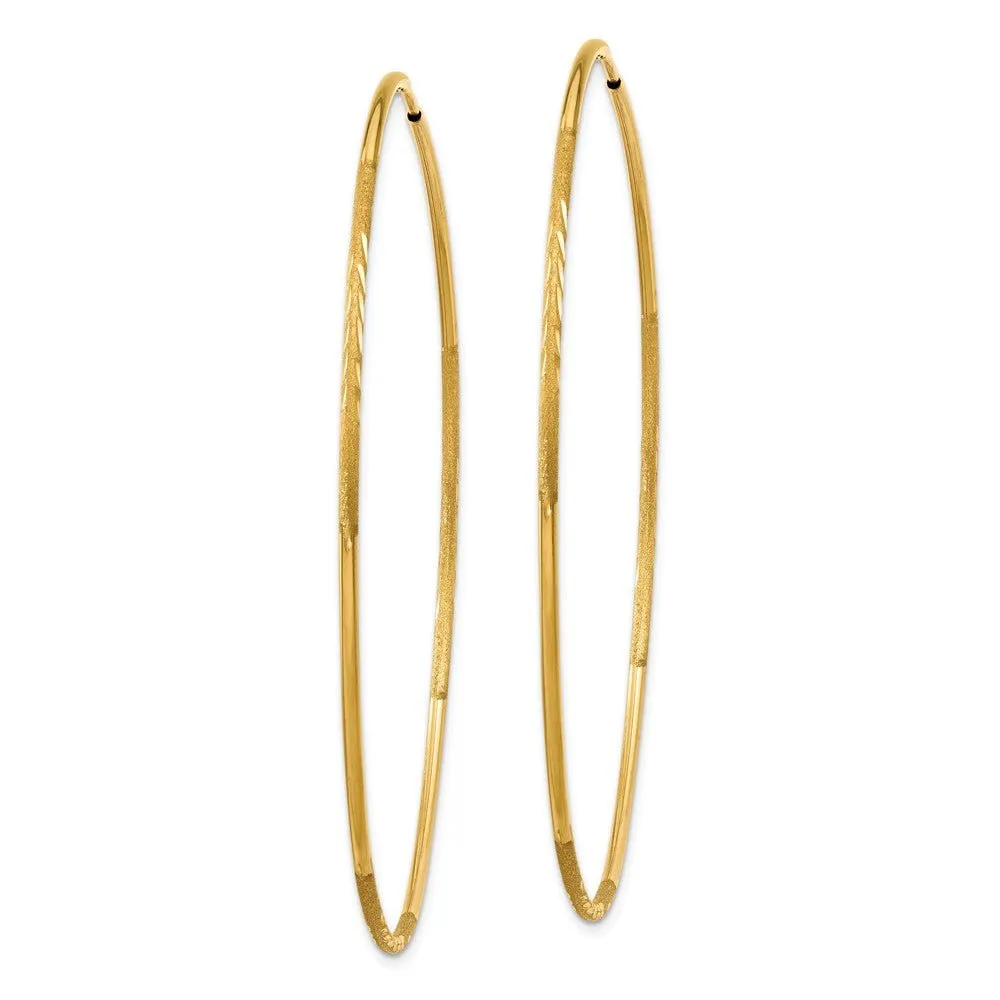 1.25mm, 14k Gold, Diamond-cut Endless Hoops, 60mm (2 3/8 Inch)