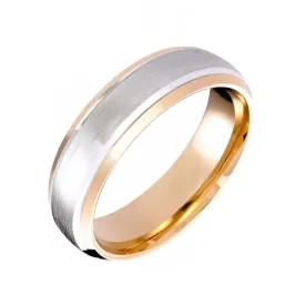 18ct Rose Gold and Palladium 6mm Matt Court Shape Ring