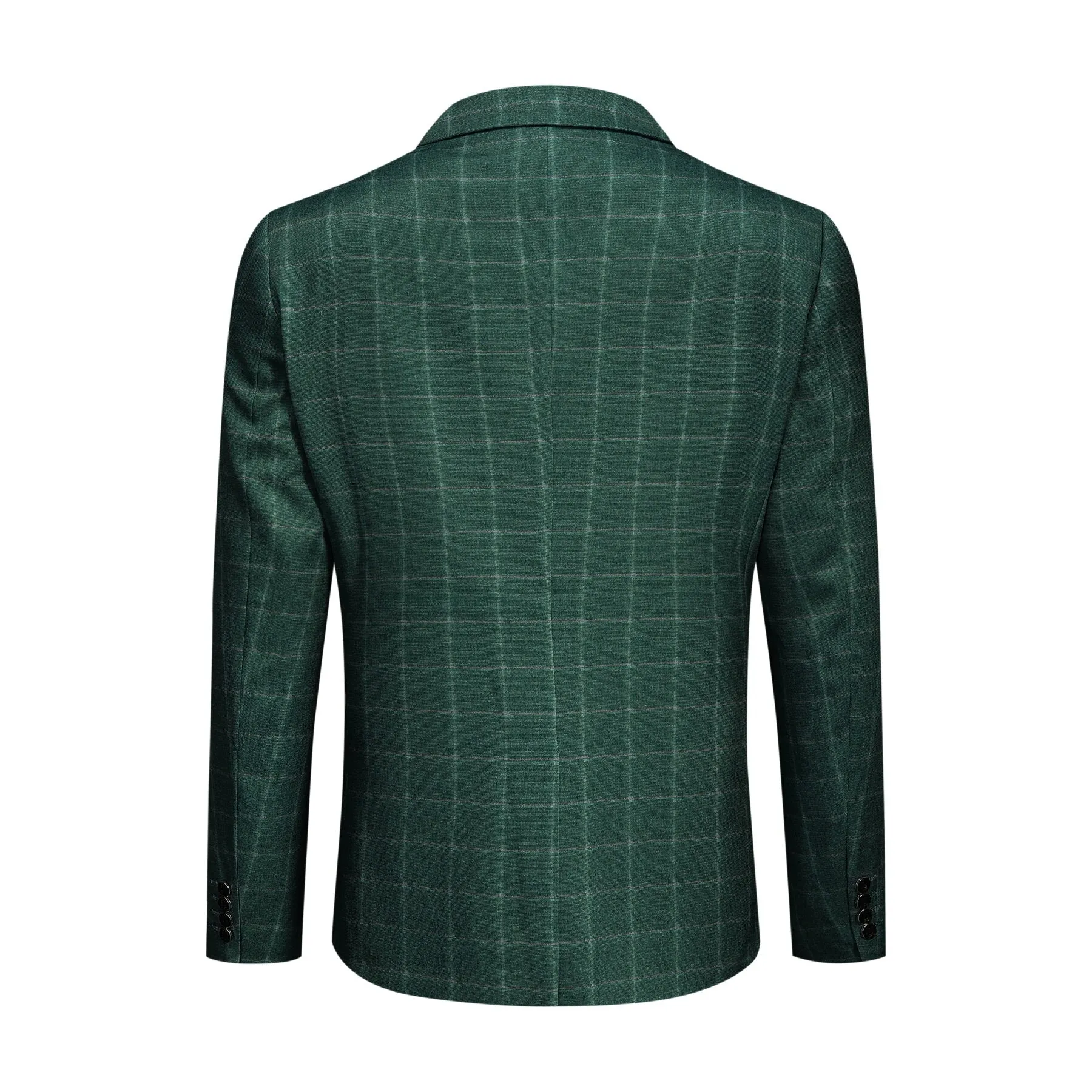 3-Piece Slim Fit Green Plaid Modern Suit