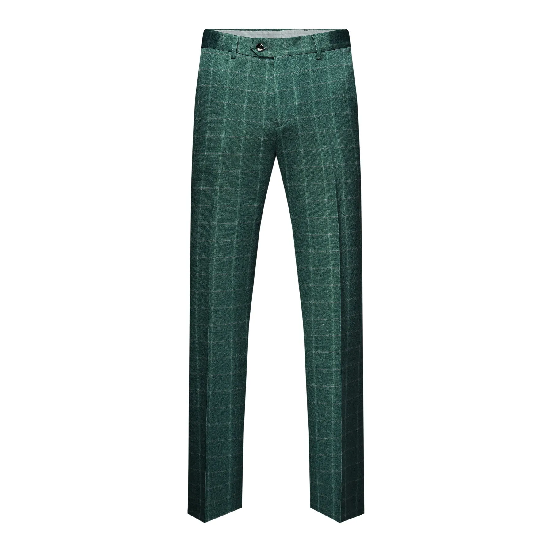 3-Piece Slim Fit Green Plaid Modern Suit