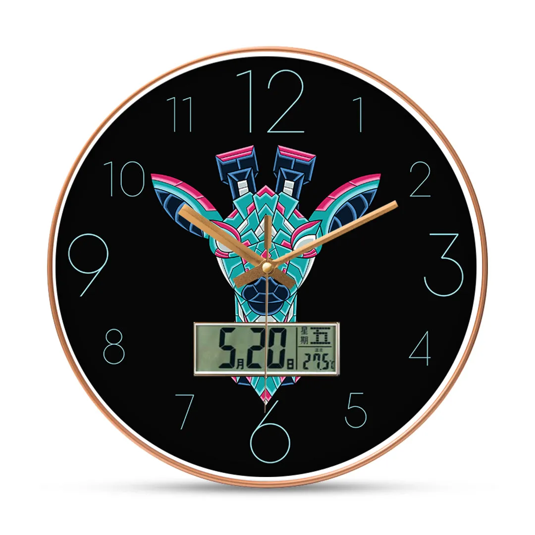 Abstract colorful giraffe wall clock