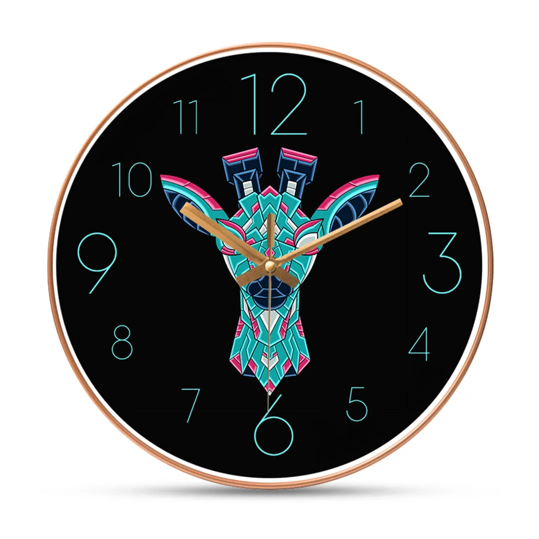 Abstract colorful giraffe wall clock