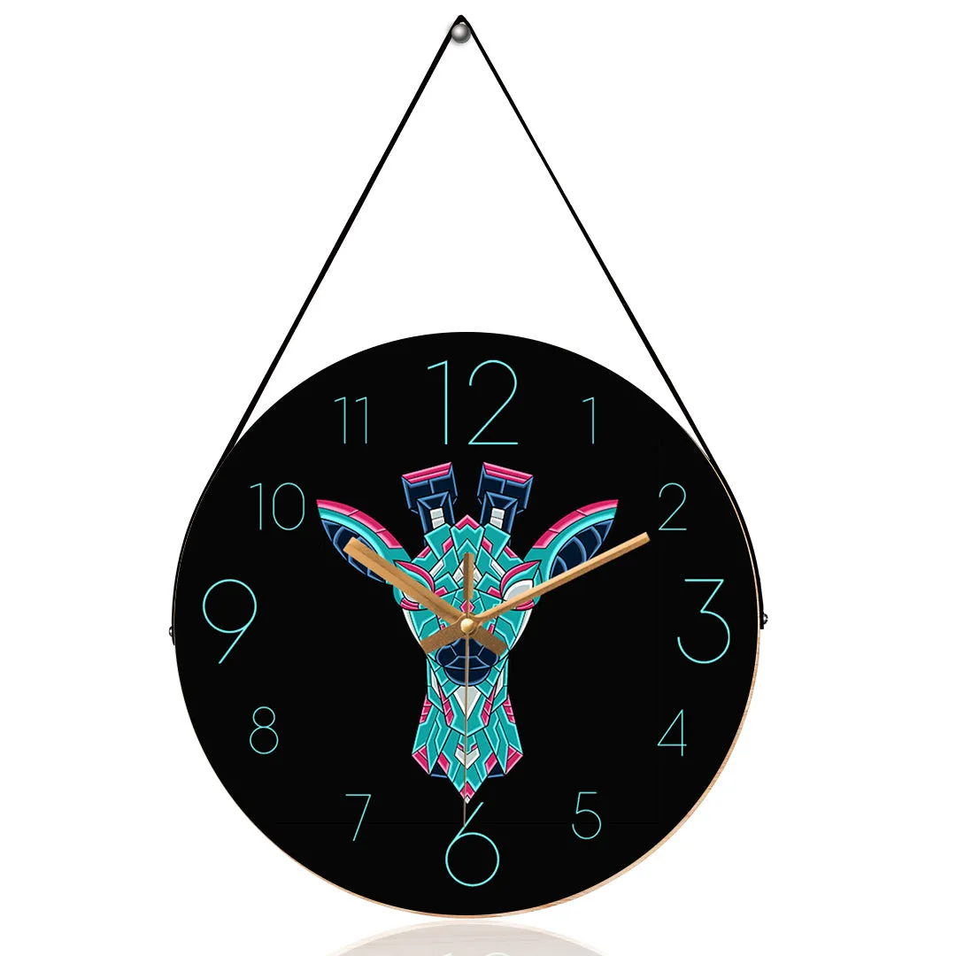 Abstract colorful giraffe wall clock