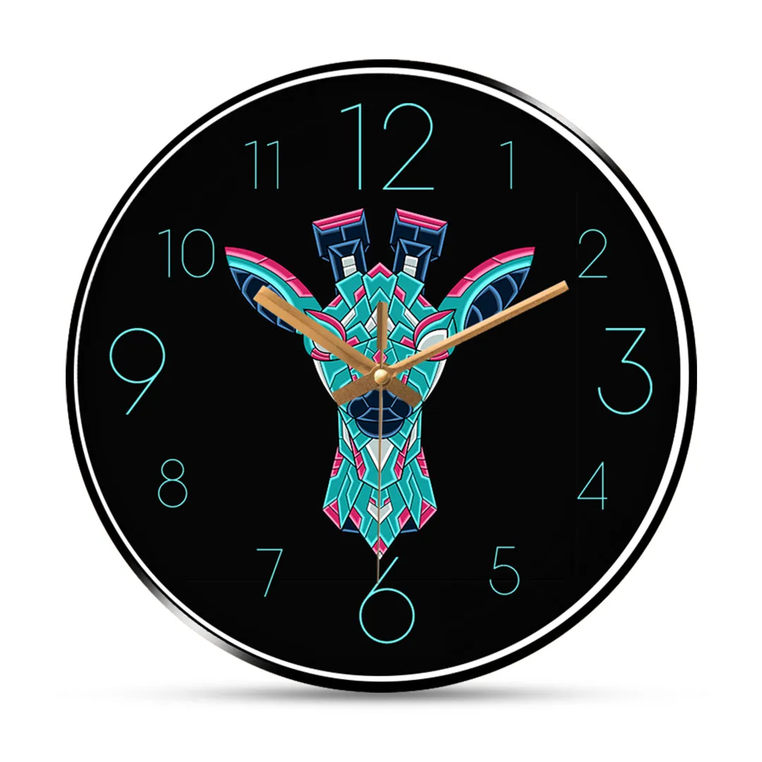 Abstract colorful giraffe wall clock