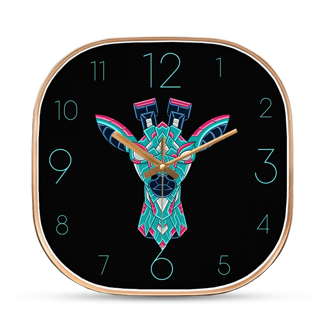 Abstract colorful giraffe wall clock