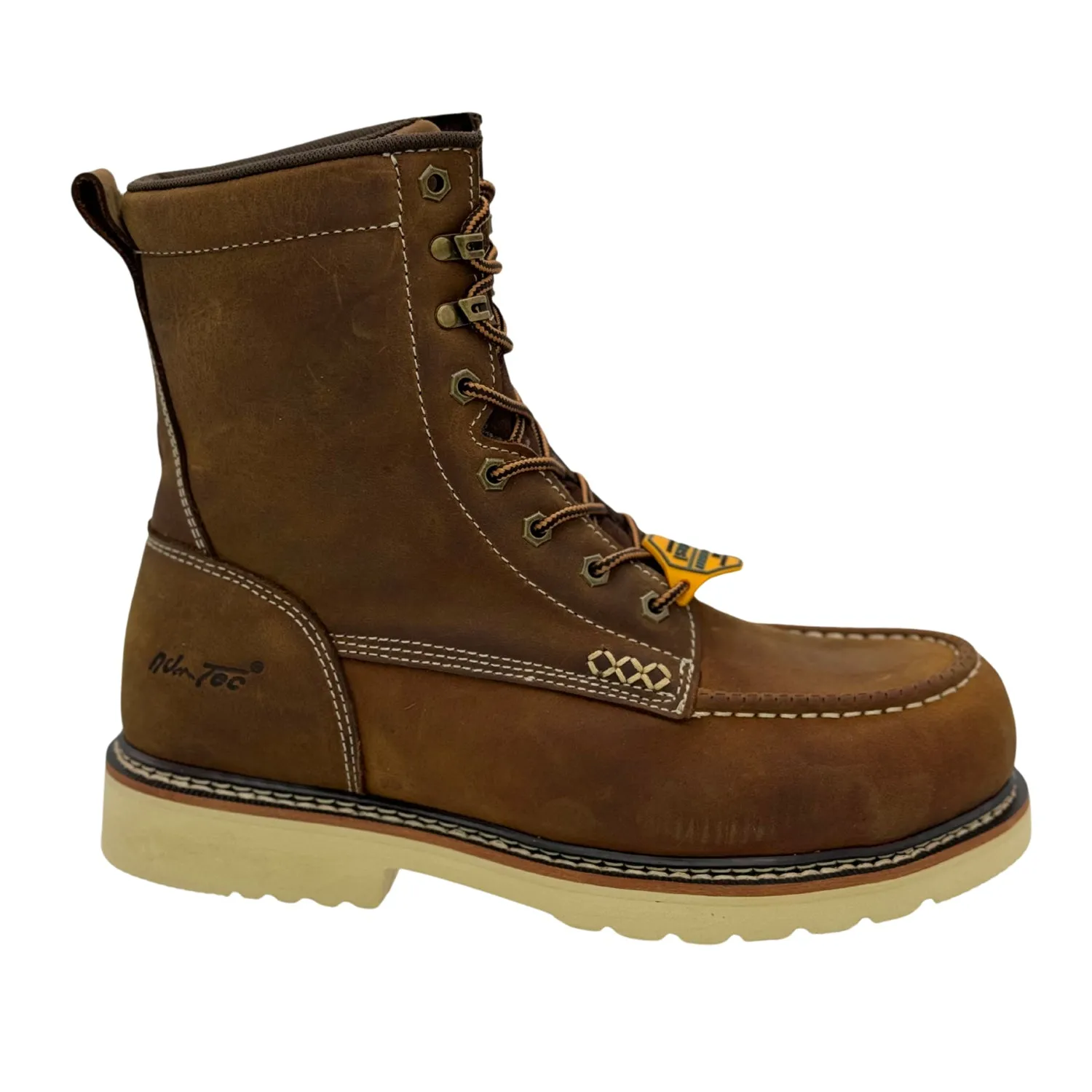 AdTec Mens Apex 8in SR Moc-Toe Brown Leather Work Boots