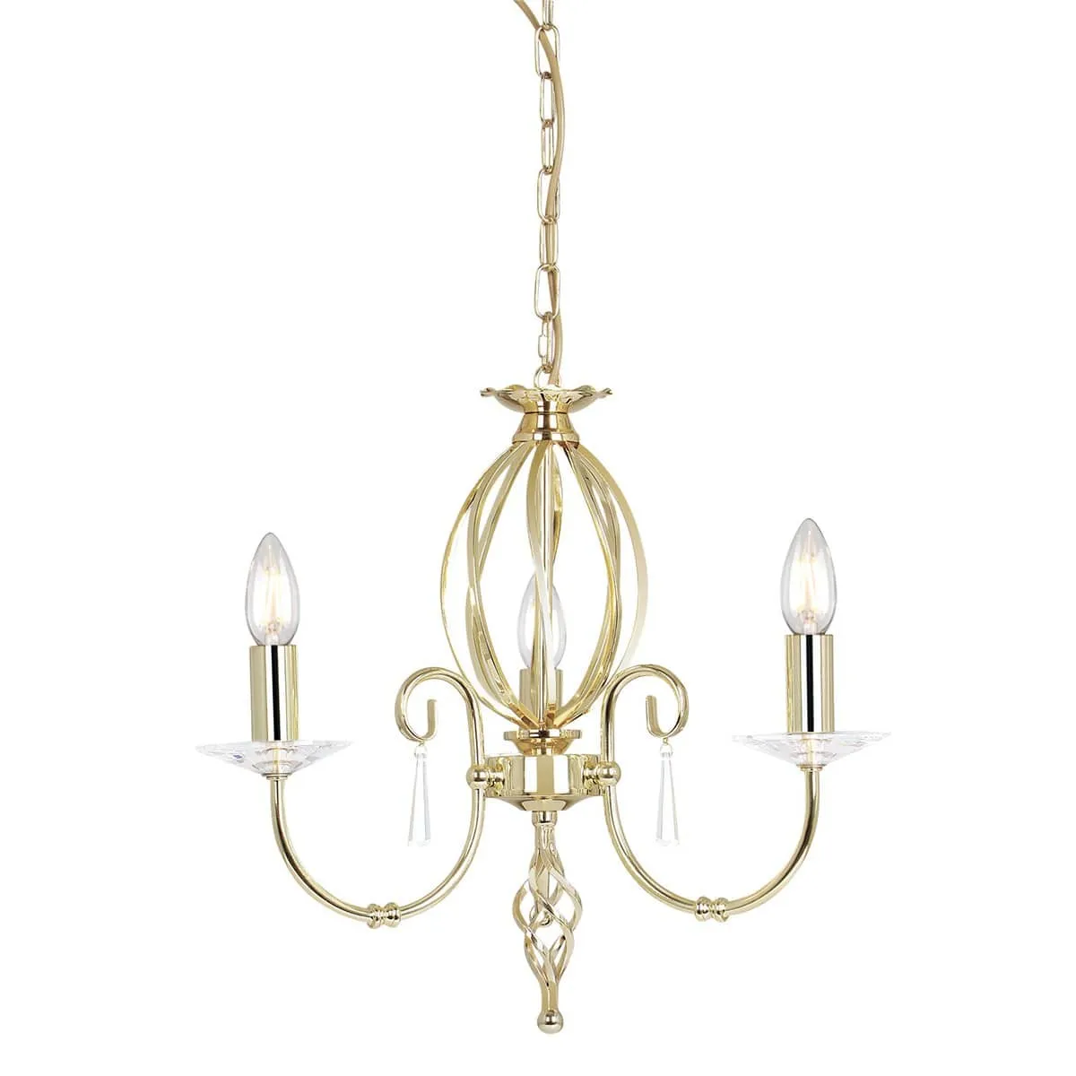 Aegean 3 Light Chandelier - Polished Brass