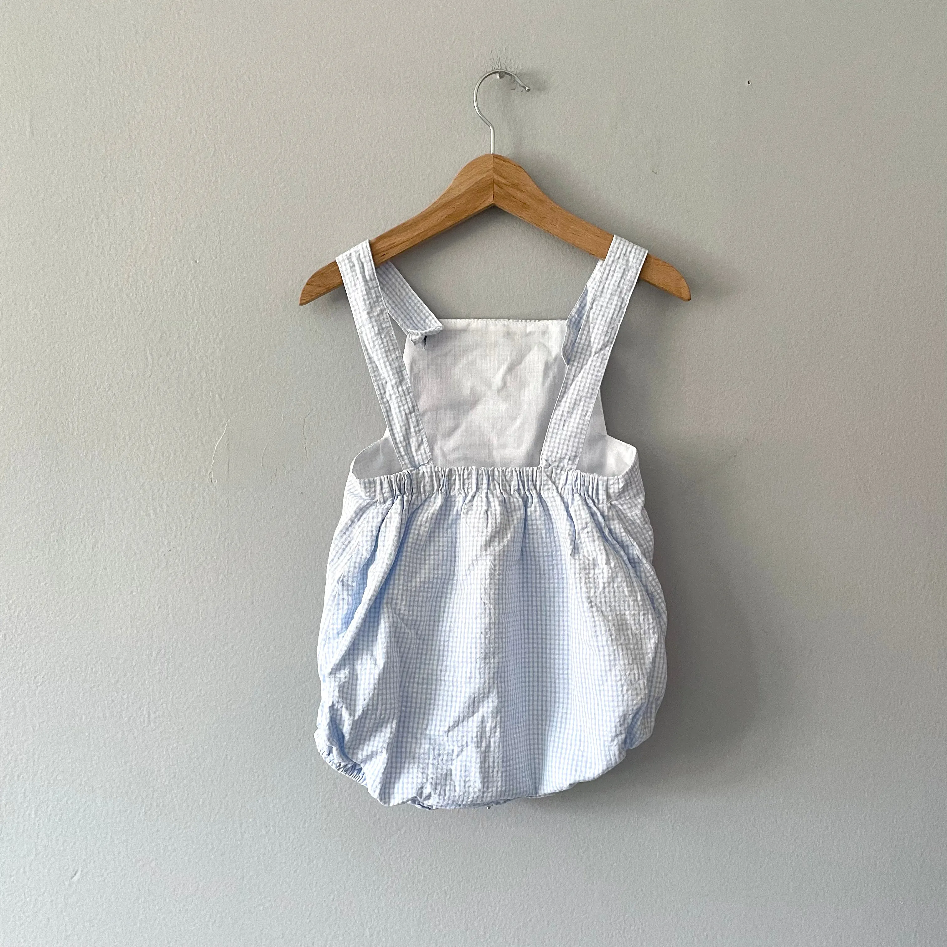 Amaia / Light blue x white romper / 2Y