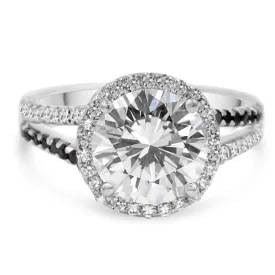 AMANDA K | Round Halo Split Shank Diamond Engagement Ring