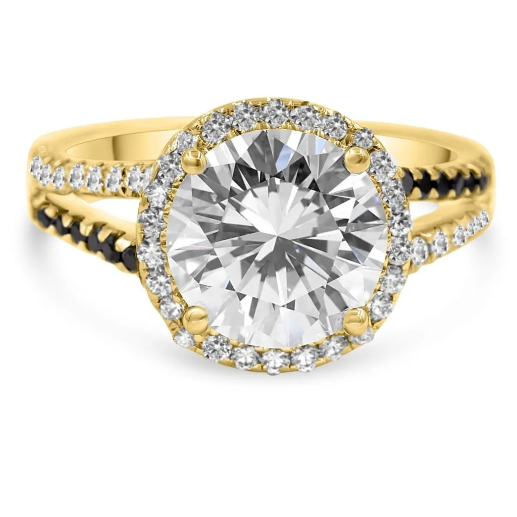 AMANDA K | Round Halo Split Shank Diamond Engagement Ring