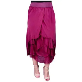 Anna Silk Cha Cha Skirt - Burgundy