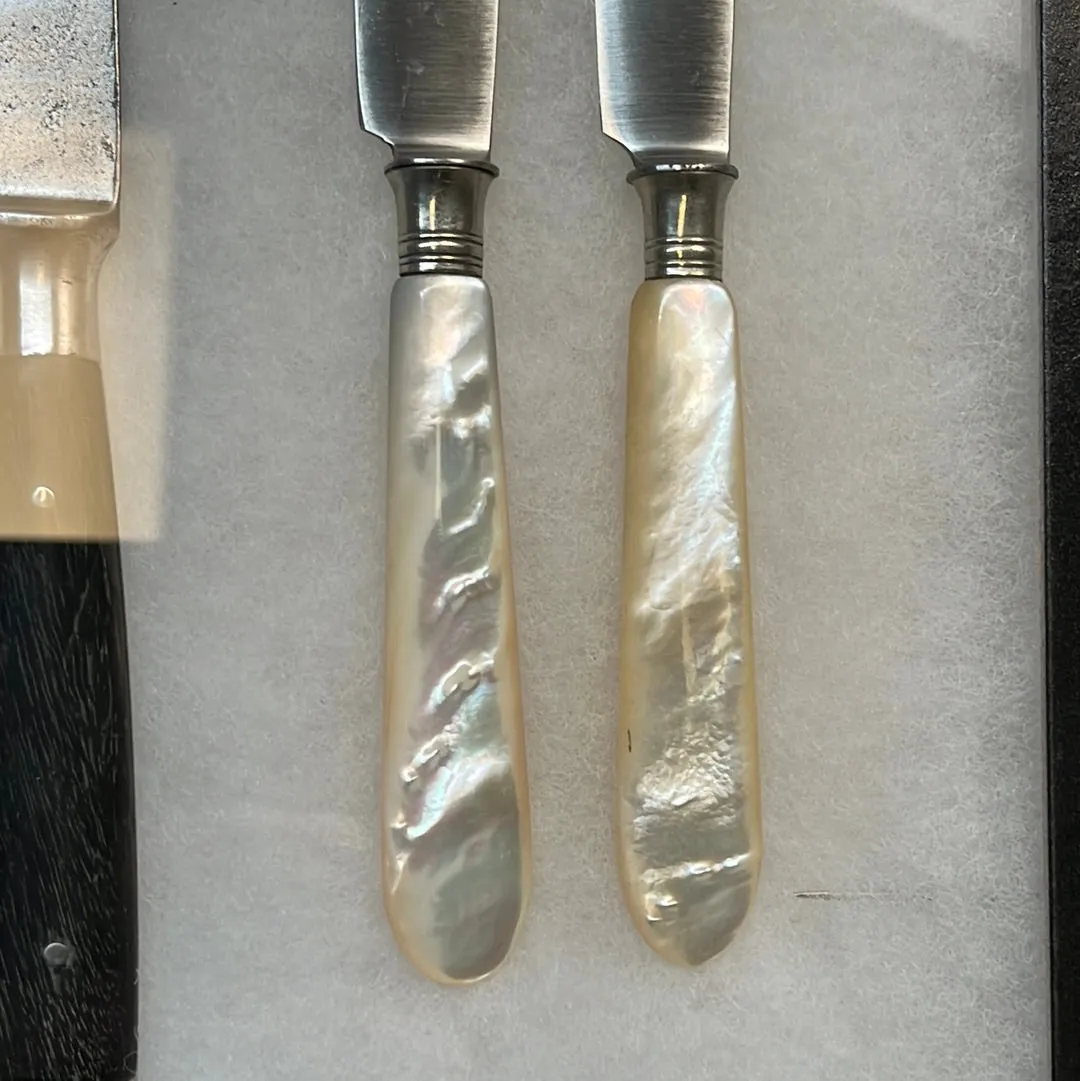 Antique German Table Knives In Shadow Box Henckels & Gottleib Late 19th Early 20th C