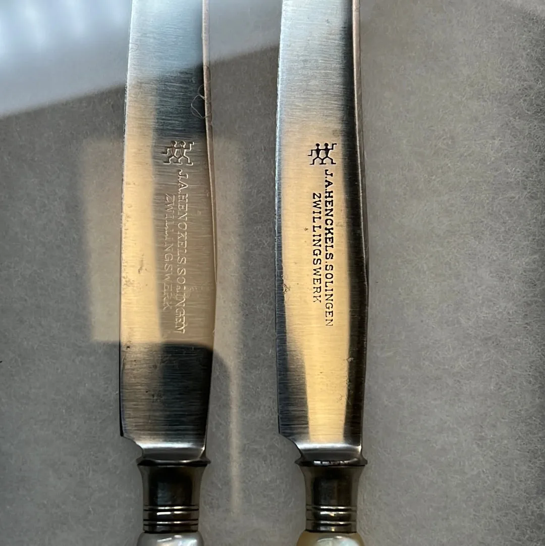 Antique German Table Knives In Shadow Box Henckels & Gottleib Late 19th Early 20th C