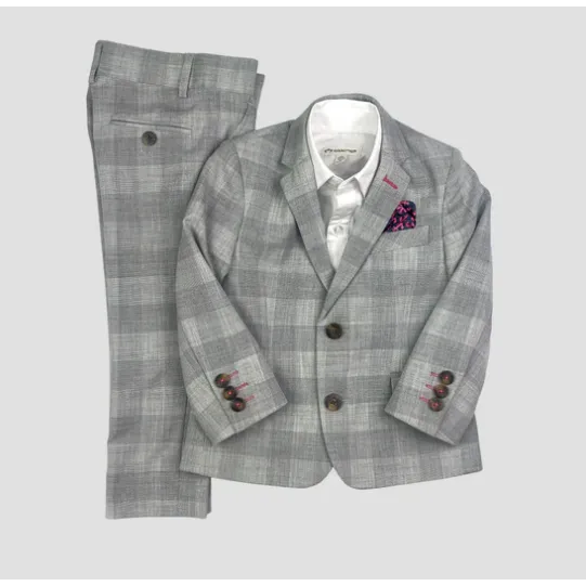 Appaman Boys 2pc Stretch Mod London Check Grey Suit