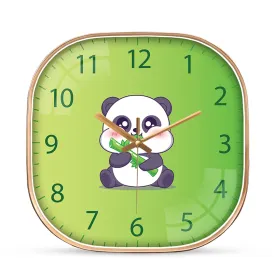 Baby panda eating bamboo wall clock