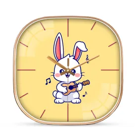 Baby rabbit play guitar wall clock