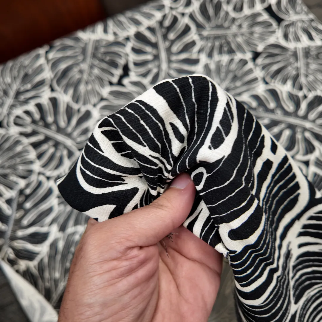 Bark Cloth Hawaiian Fabric / Black Monstera