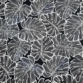 Bark Cloth Hawaiian Fabric / Black Monstera