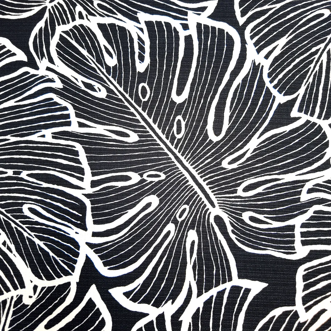 Bark Cloth Hawaiian Fabric / Black Monstera