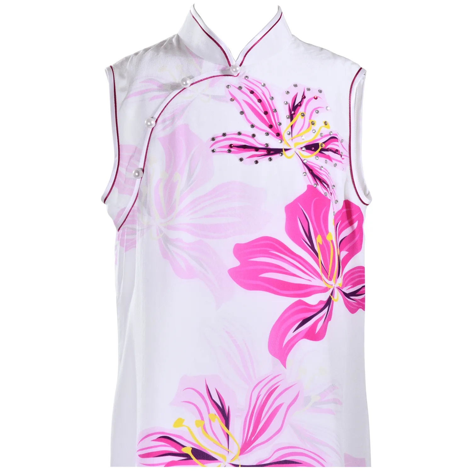 【BAUHINIA】100% Silk Cheongsam with Crystals -Junior