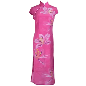 【BAUHINIA】100% Silk Crystal Cheongsam (Cap Sleeve)