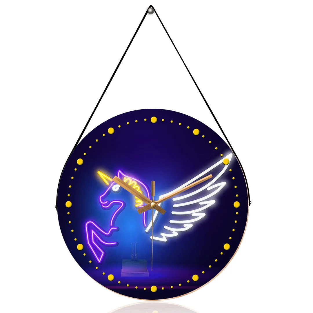 Beautiful neon unicorn wall clock