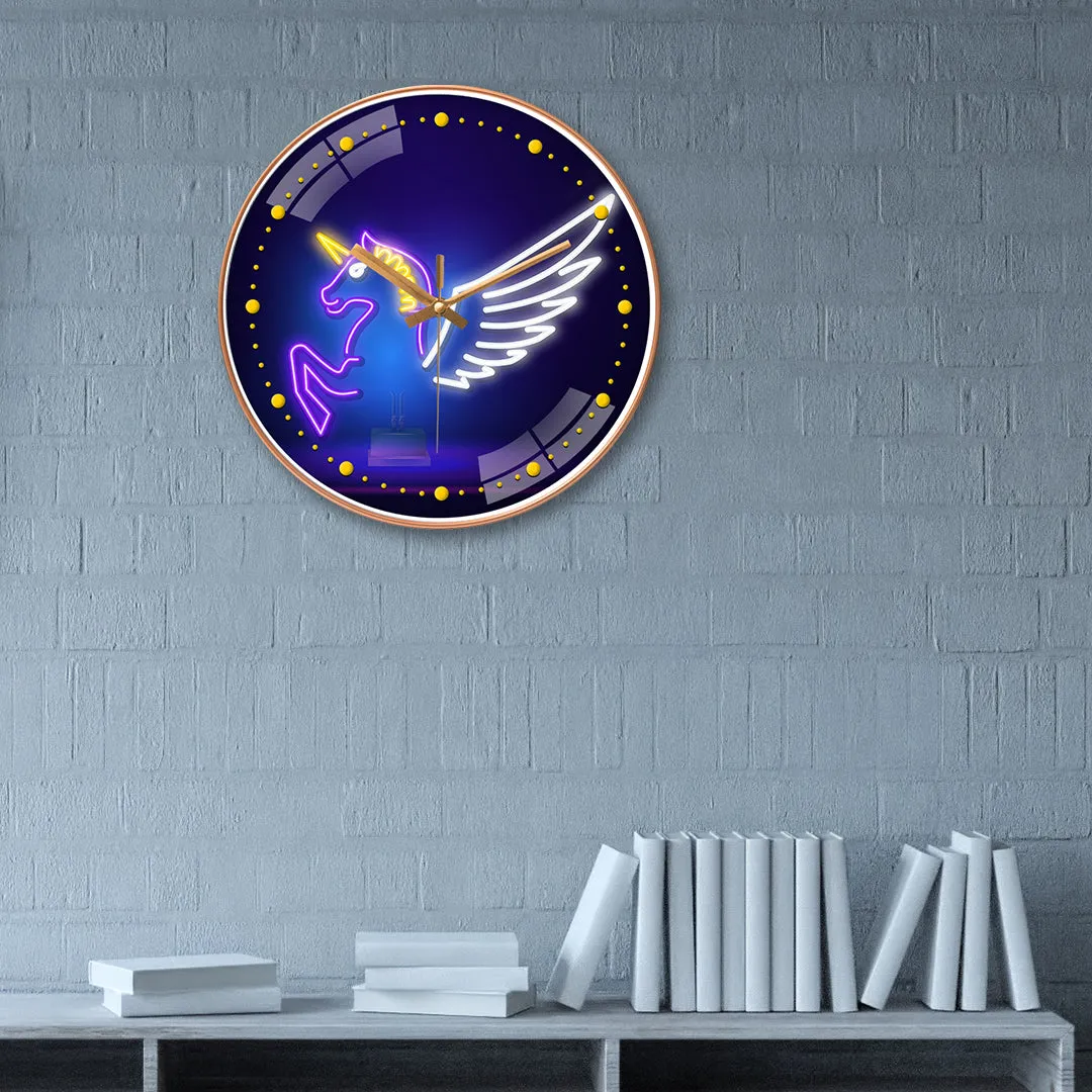 Beautiful neon unicorn wall clock