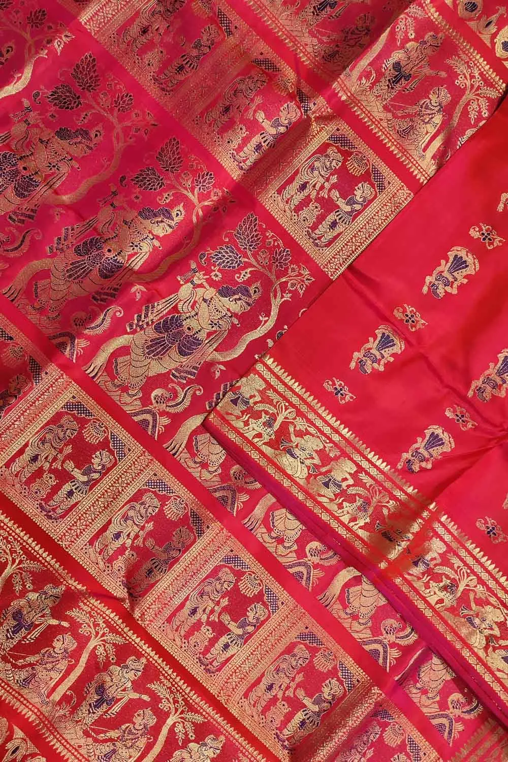 Beautiful Pink Handloom Swarnachari Silk Saree