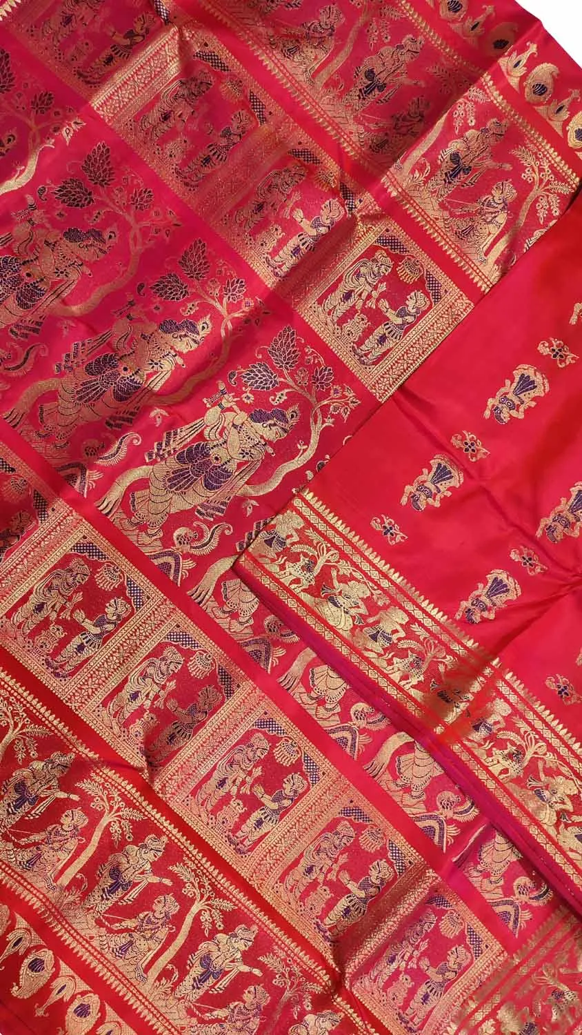 Beautiful Pink Handloom Swarnachari Silk Saree