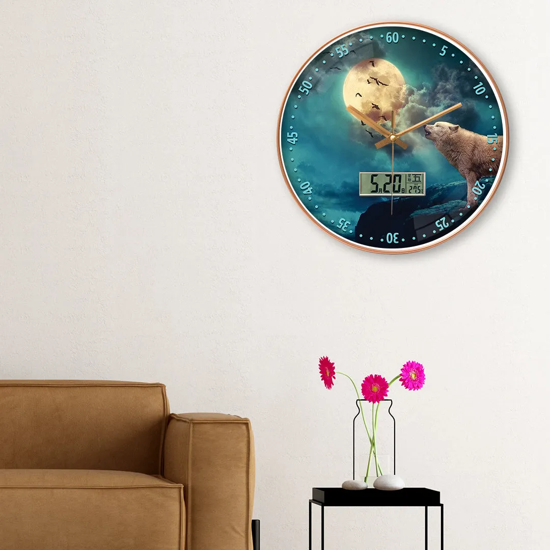 beautiful wolf wall clock