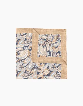 Beige & Blue Paisley Pocket Square