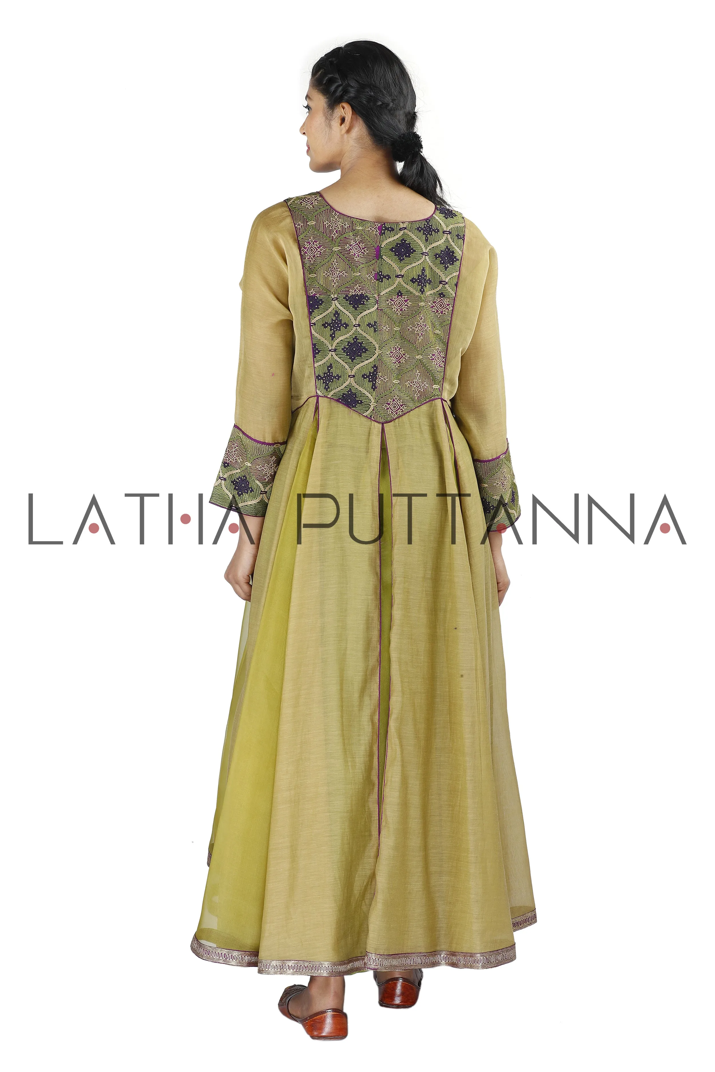 Beige and green salwar