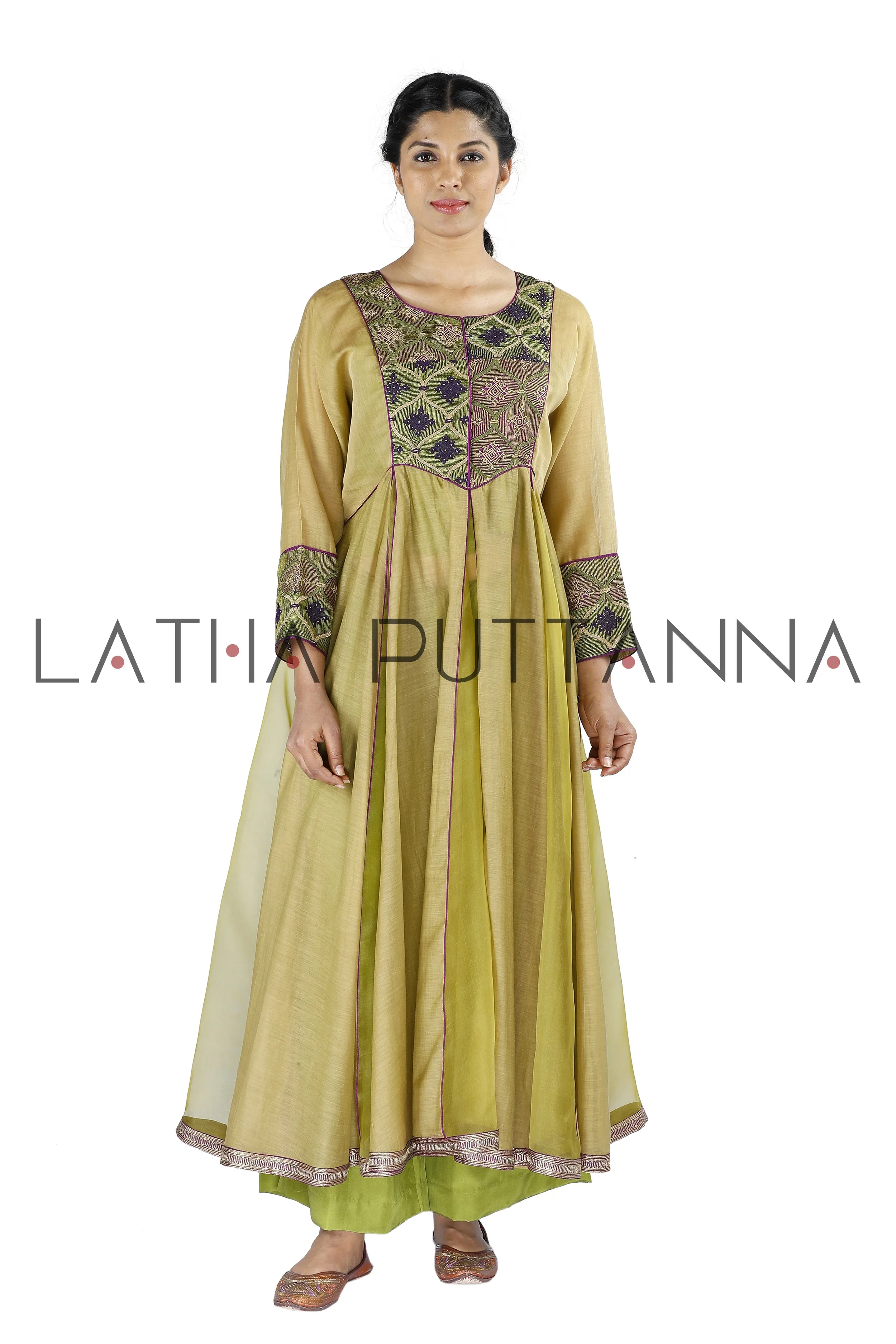 Beige and green salwar