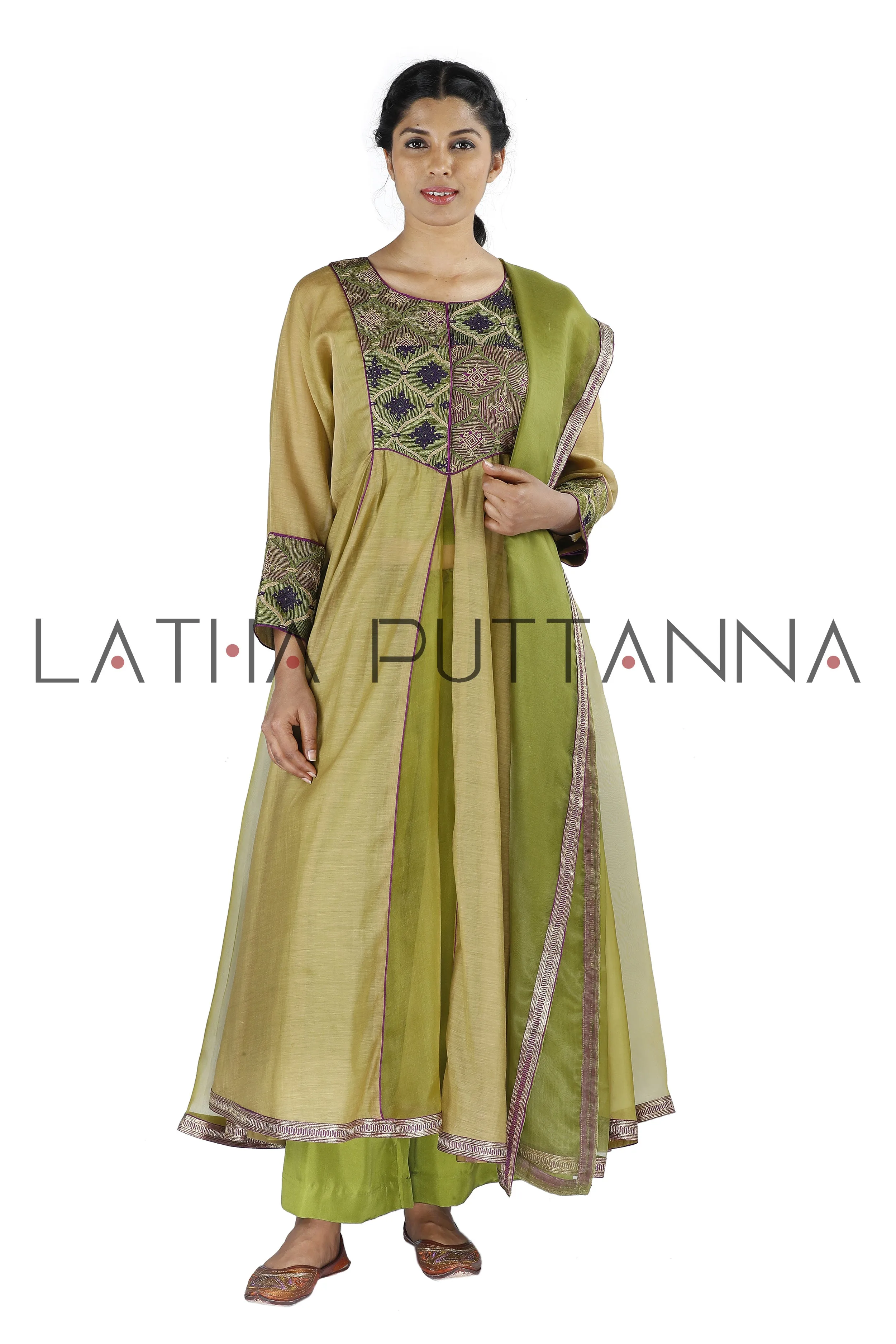 Beige and green salwar