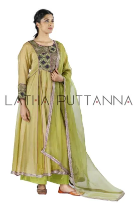 Beige and green salwar