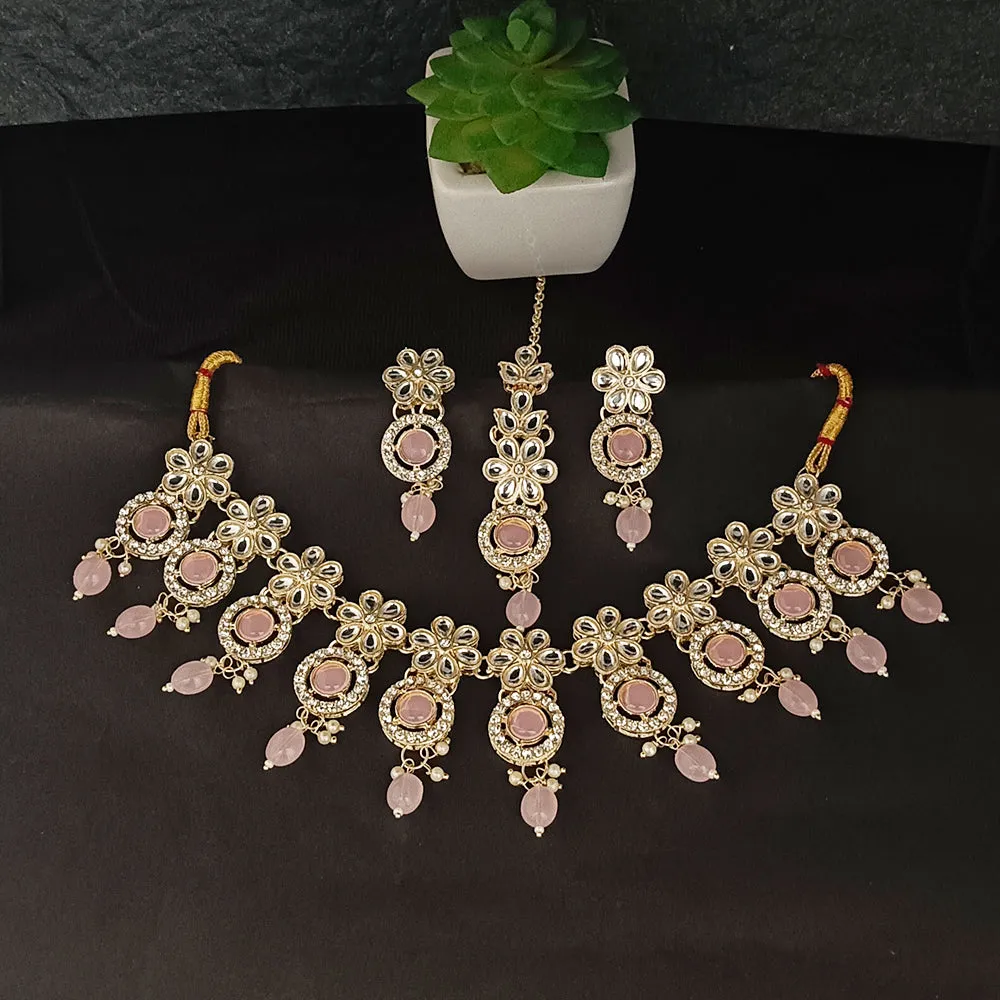 Bhavi Jewels Kundan Gold Plated Choker Necklace Set