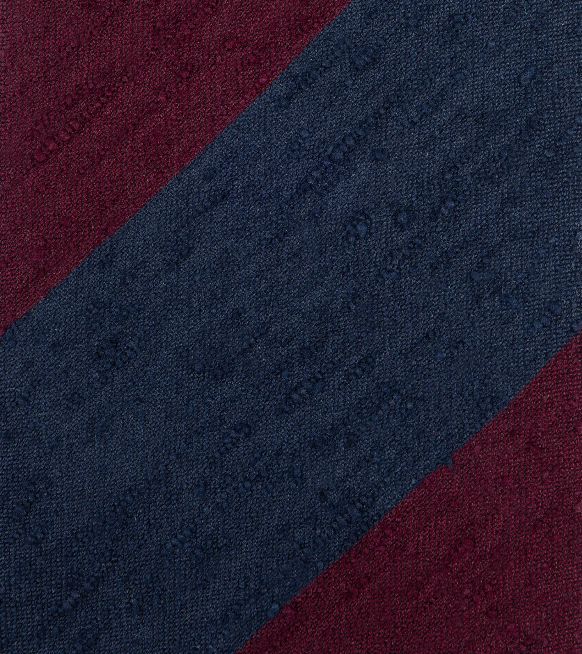 Bigi Shantung Silk Wide Stripe Tie: Navy/Burgundy