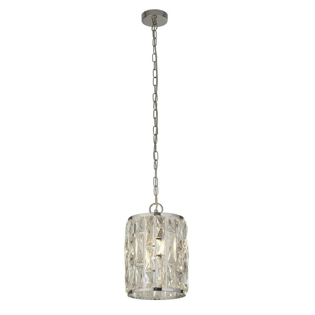 Bijou 1 Light Chrome Pendant - Crystal Glass Searchlight