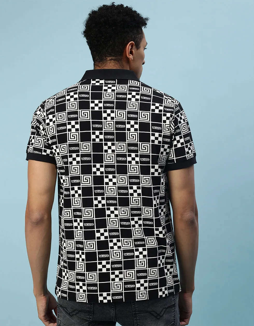 Black Box All Over Geometric Printed Polo T-shirt