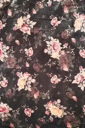 Black Digital Printed Velvet Fabric