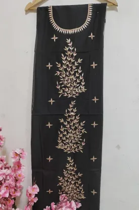 Black Gota Patti Chanderi Silk Unstitched Kurti