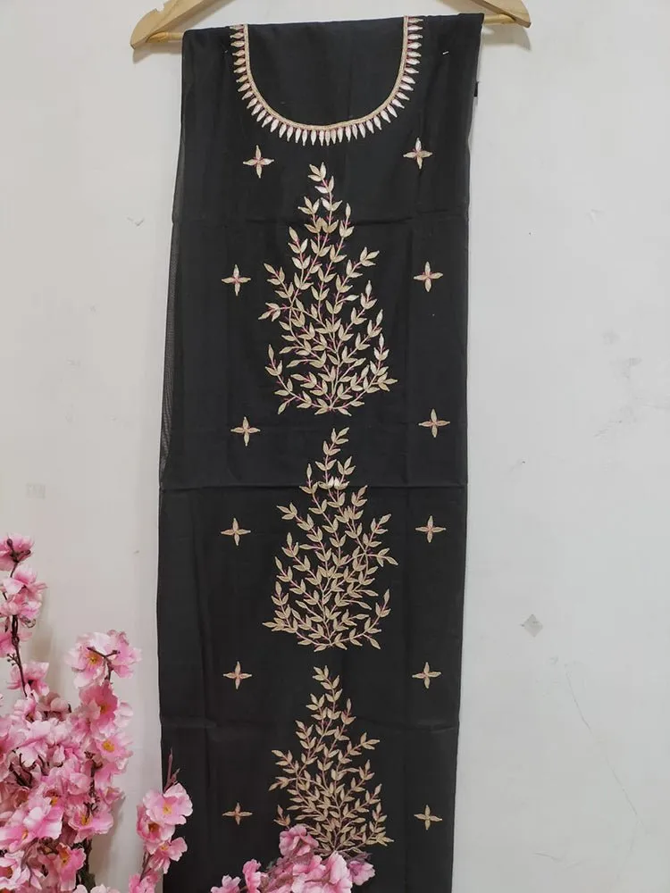 Black Gota Patti Chanderi Silk Unstitched Kurti