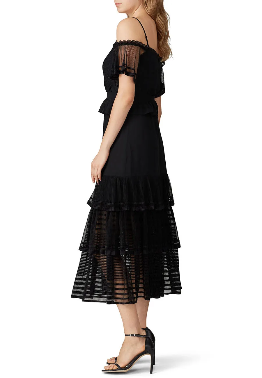 Black Inferno Off Shoulder Midi Dress (UK 10)