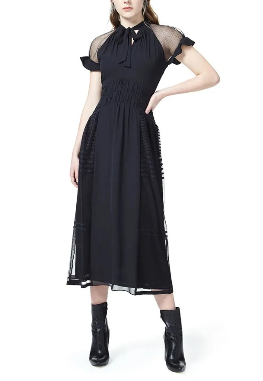 Black Lolita Lace Midi Dress (UK 6)