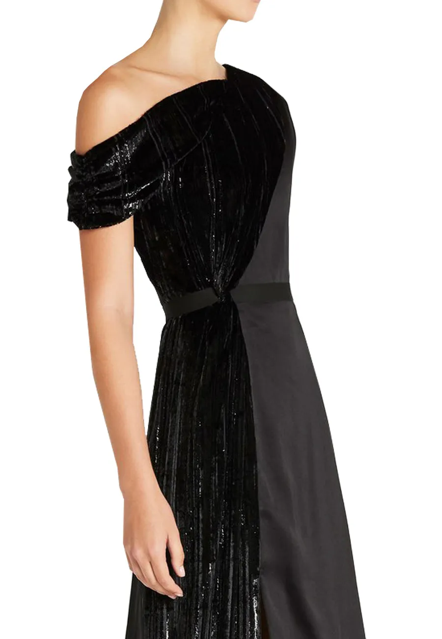 Black On & Off One Shoulder Lurex Midi Dress (UK 6)