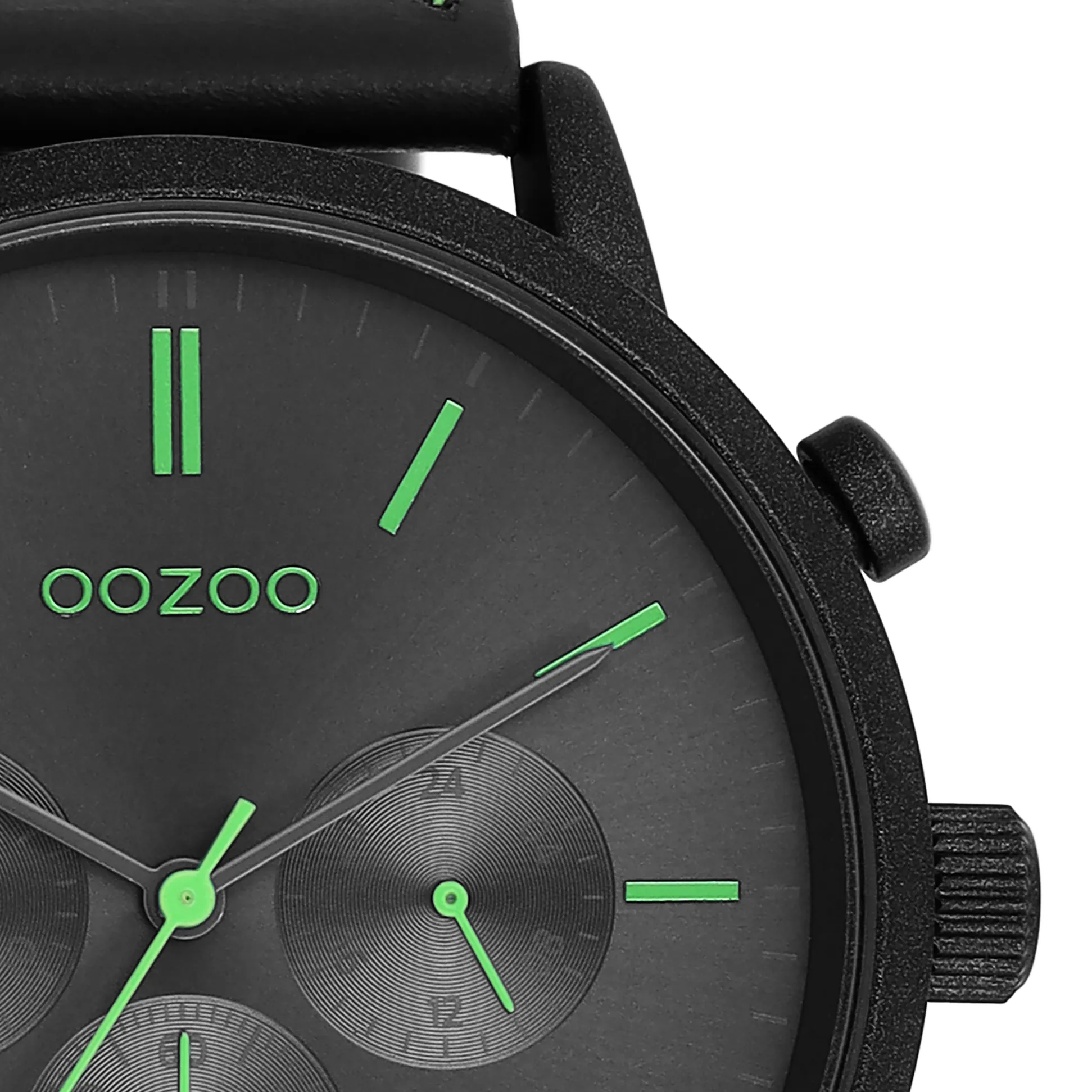 Black OOZOO watch with black leather strap - C11208