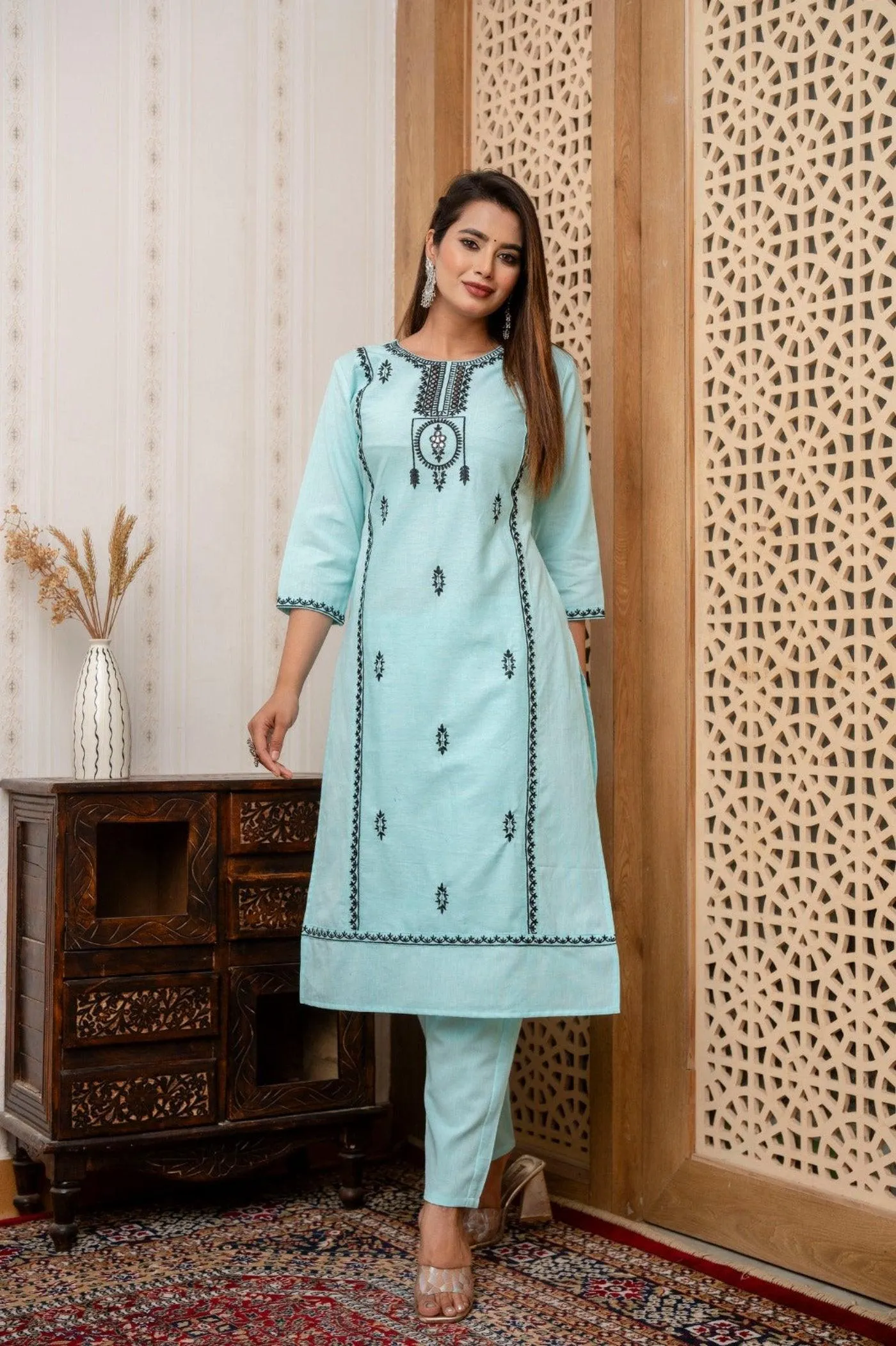 Blue Tready Kurti Pant Set for Women